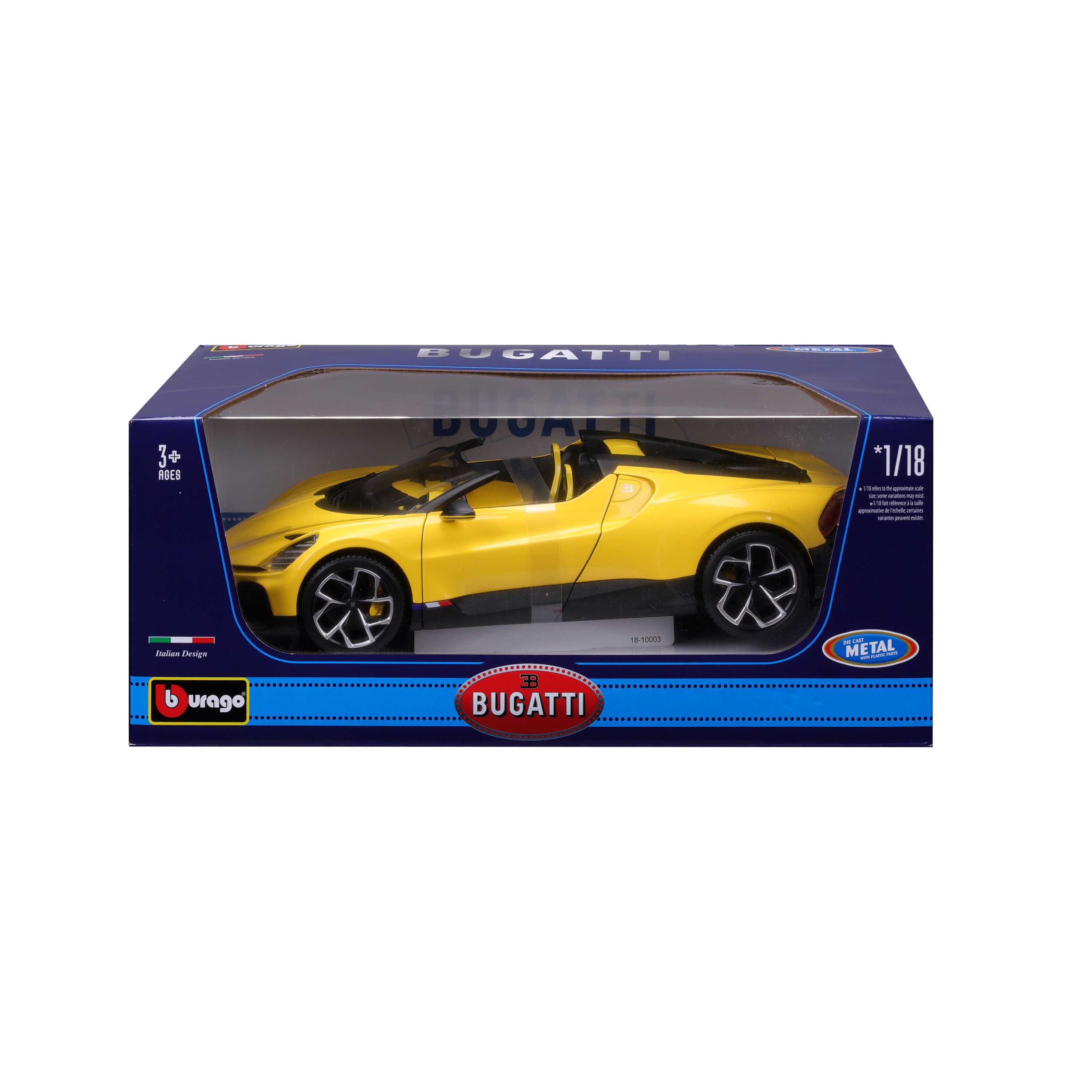 Bugatti W16 Mistral Cabriolet yellow/black 1:18 Bburago