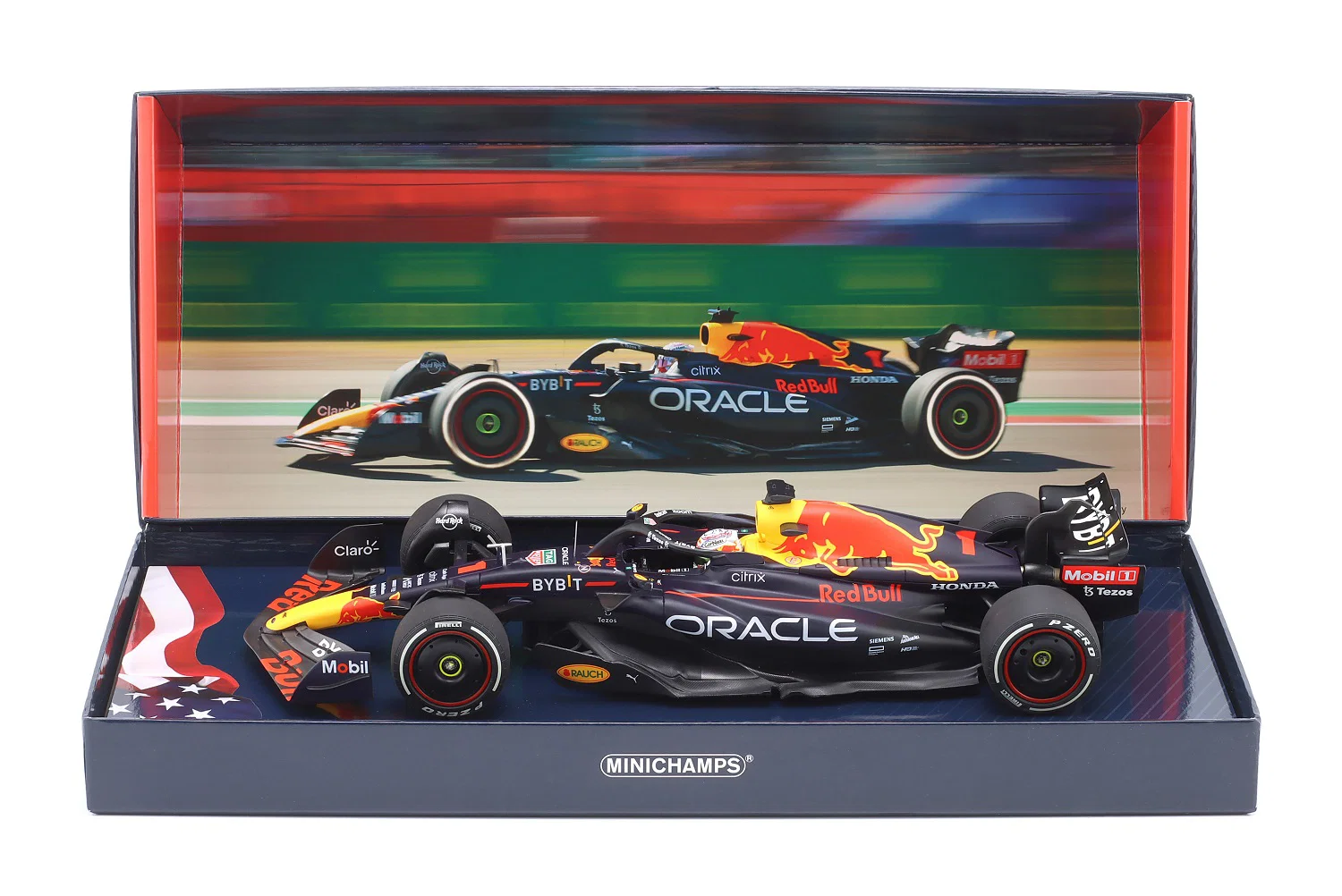 Oracle Red Bull Racing RB18 #1 M. Verstappen Winner USA GP 2022 1:18 Minichamps
