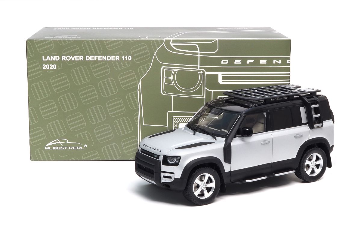 Land Rover New Defender 110 with Roof Pack 2020 silver 1:18 Almost Real