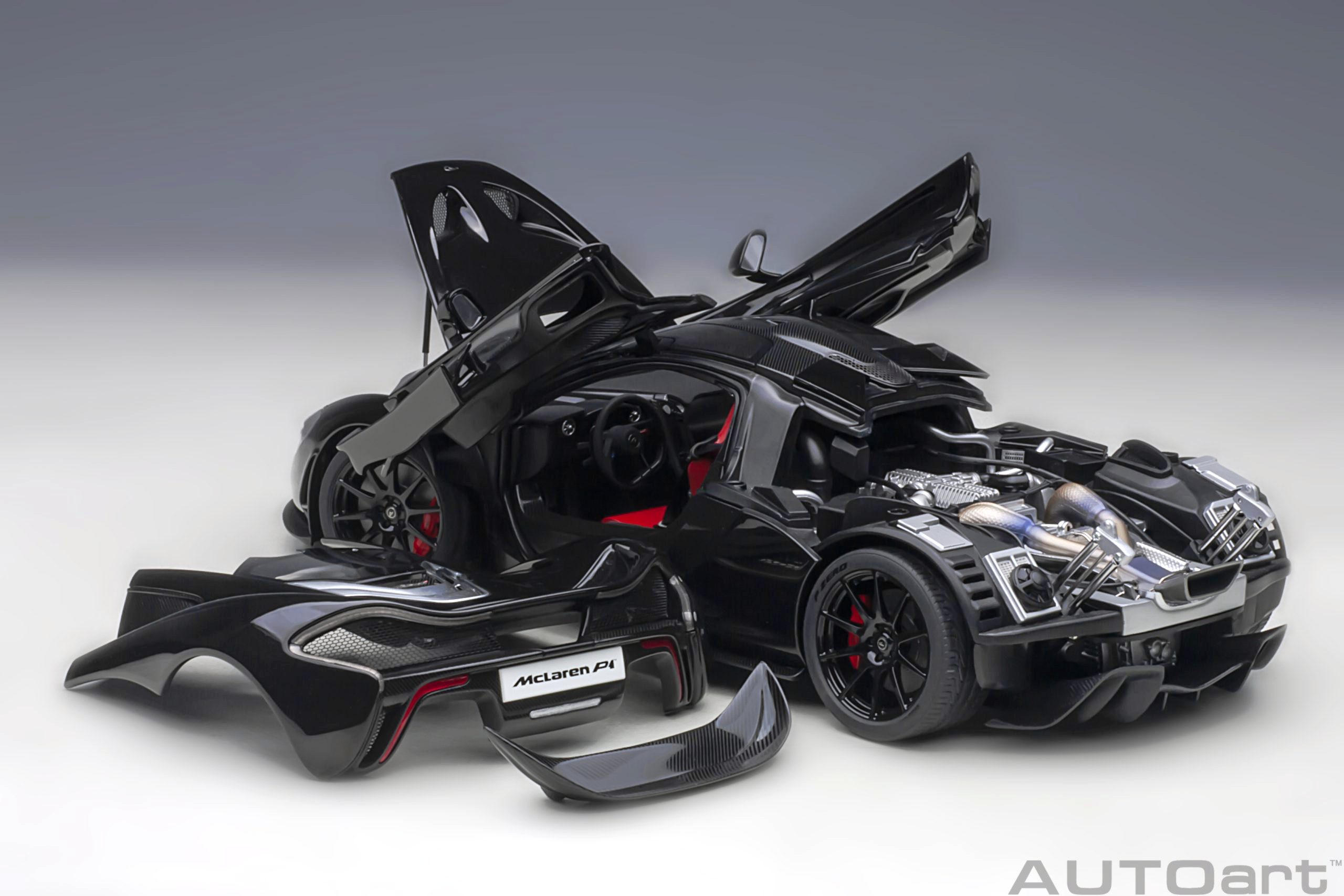 McLaren P1 2013 fire black/red/black interior 1:18 AUTOart