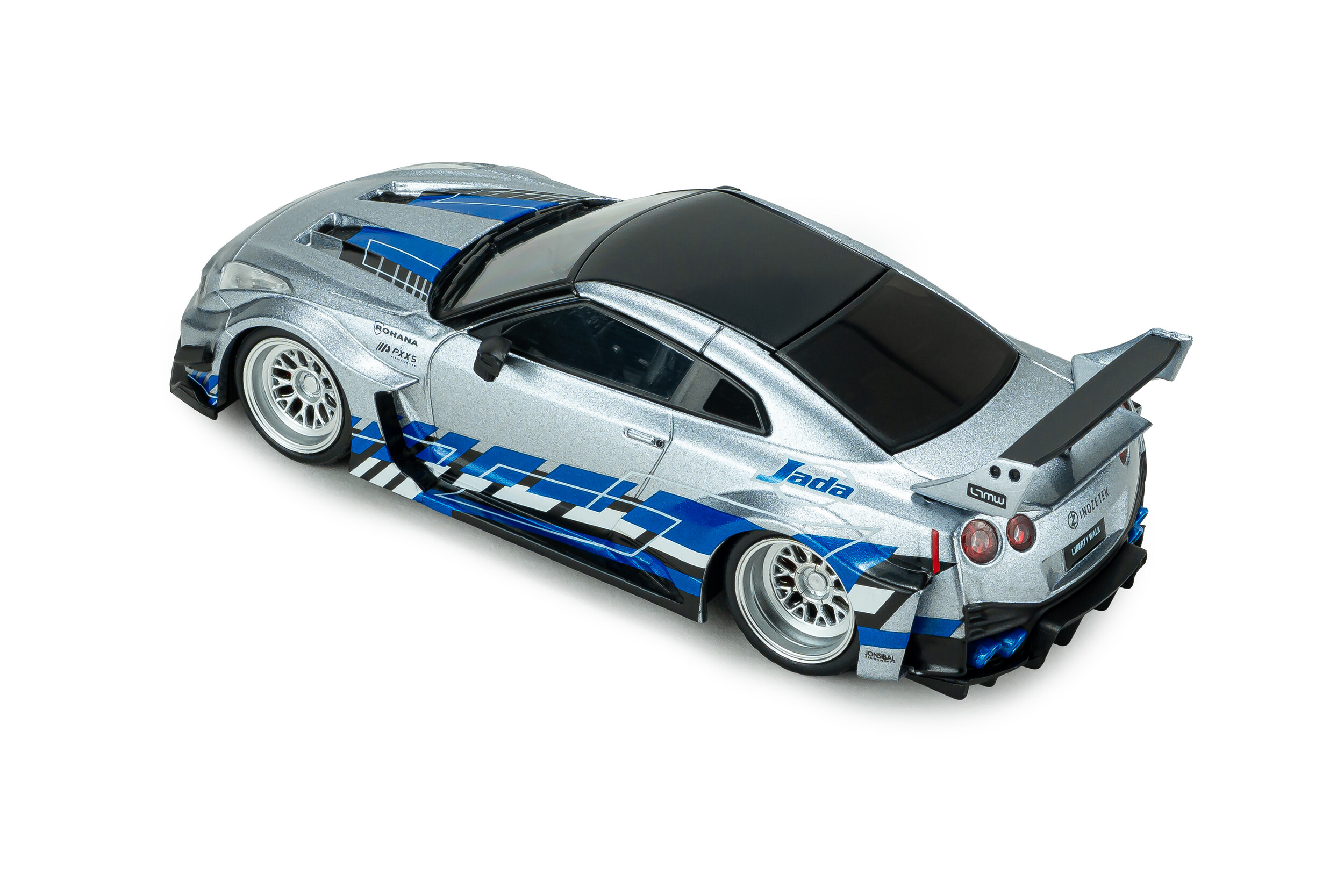 Nissan GT-R R35 Liberty Walk Silhouette 2020 silver/blue stripes 1:43 Solido