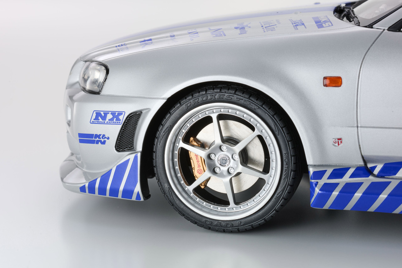 Brian's Nissan Skyline GT-R R34 RHD 2001 *Fast & Furious* silver/blue 1:12 Kyosho