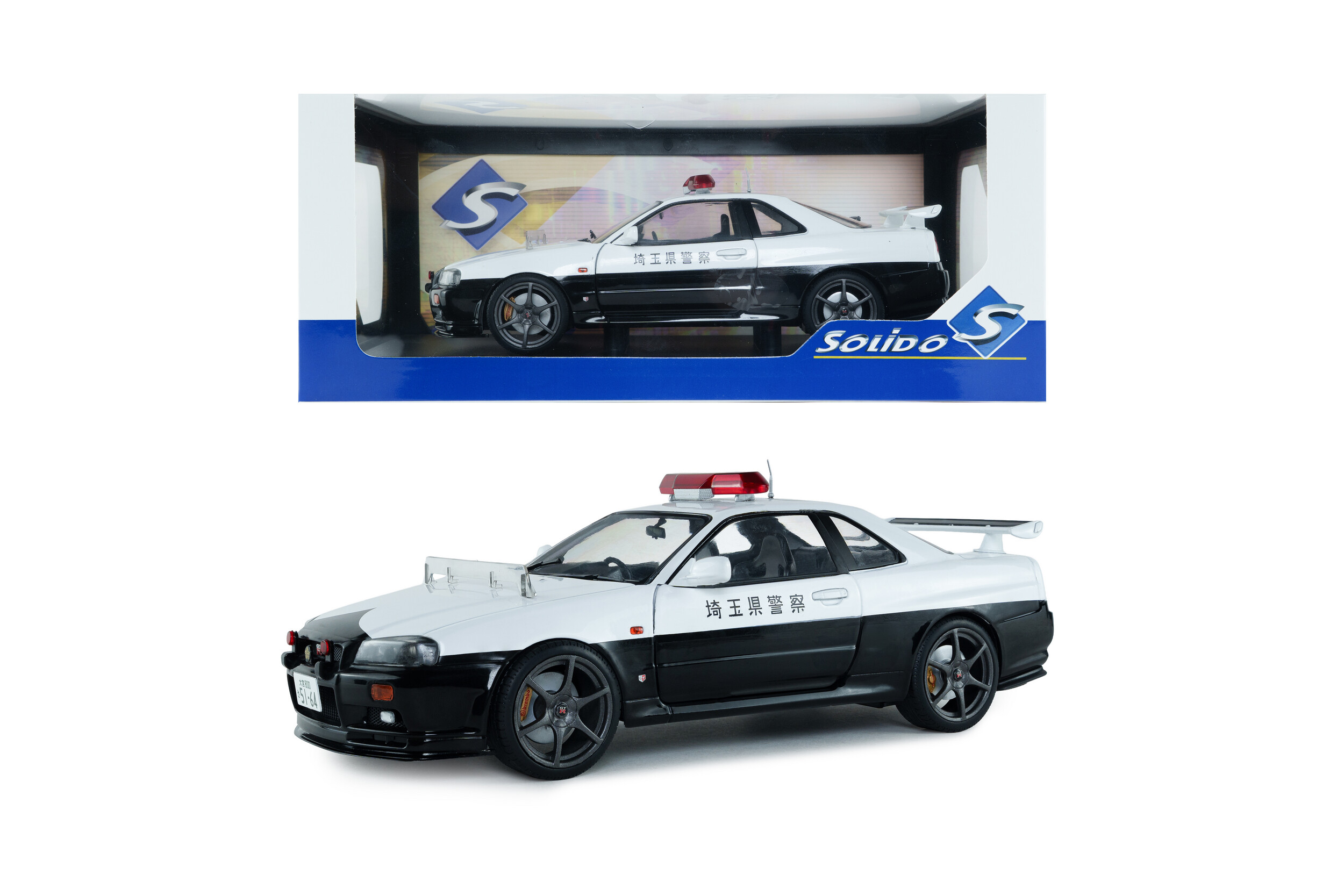 Nissan Skyline GT-R Japanese Police 1999 white 1:18 Solido