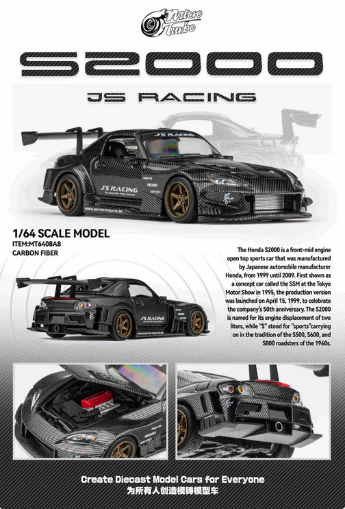 Honda JS Racing Custom S2000 carbon fiber 1:64 Microturbo