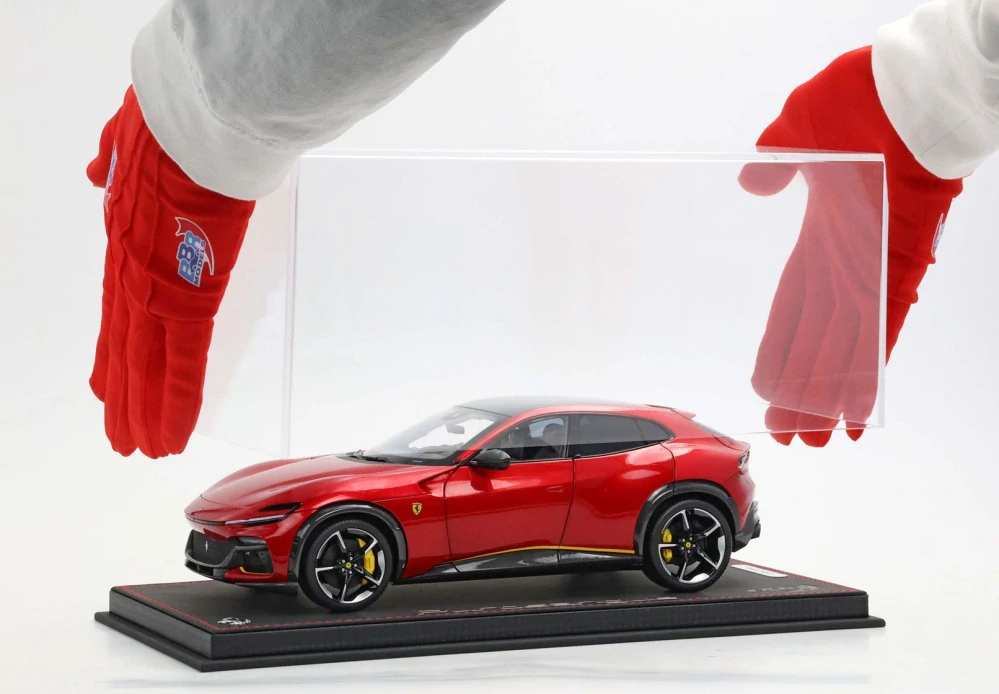 Ferrari Purosangue Rosso Magma with yellow stripes 1:18 B.B.R.