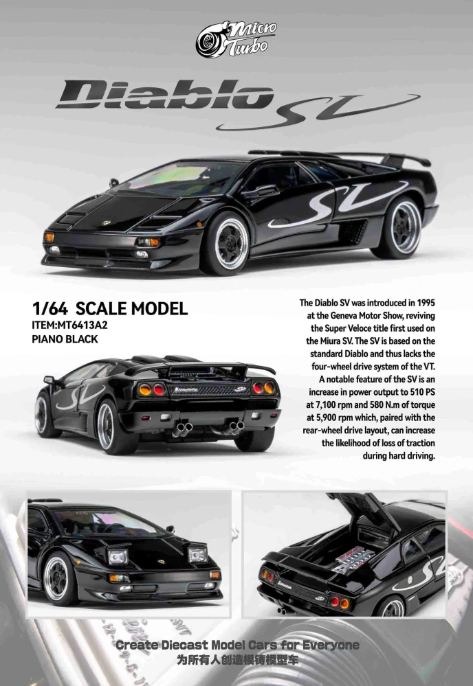 Lamborghini Custom Diablo SV metallic black 1:64 Microturbo