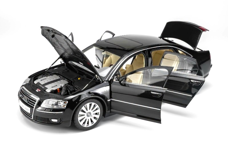 Audi A8L D3 6.0L W12 Quattro 2005 black 1:18 Motorhelix