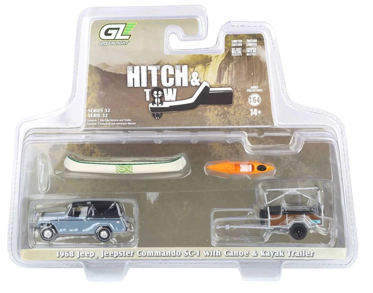 Jeep Jeepster Commando SC-1 1968 With Canoe Trailer *Hitch & Tow Series 32* 1:64 Greenlight