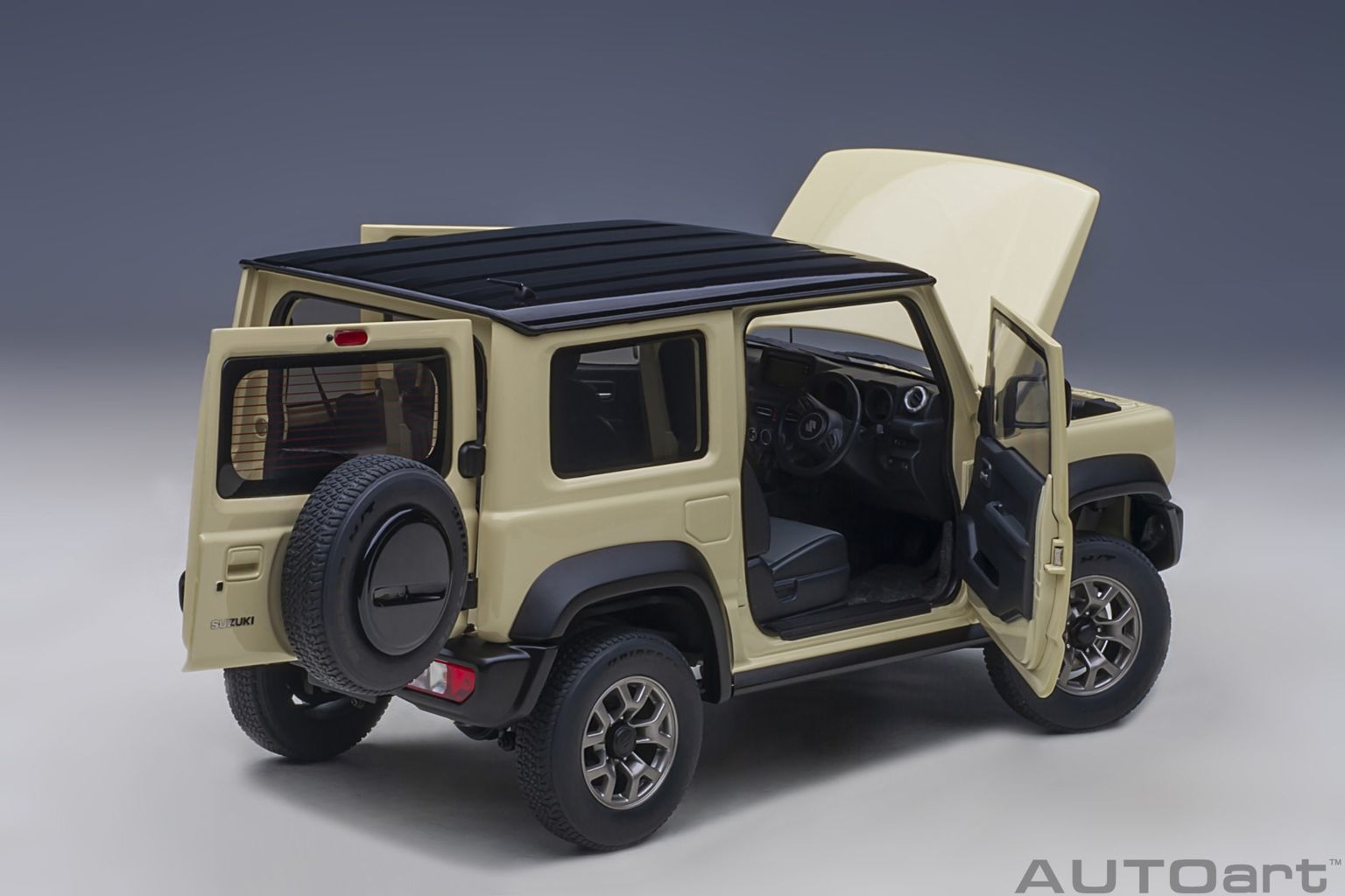 Suzuki Jimny SIERRA 2018 chiffon ivory metallic/black roof 1:18 AUTOart