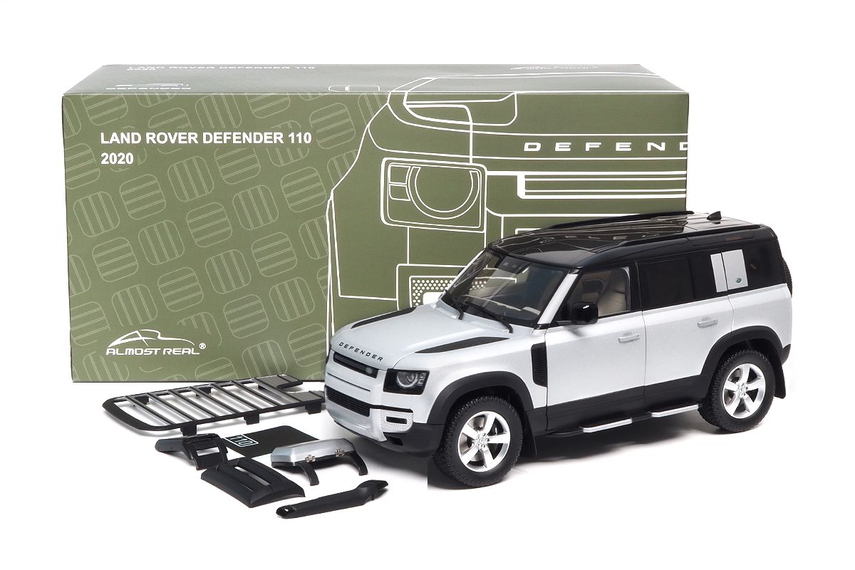 Land Rover New Defender 110 with Roof Pack 2020 silver 1:18 Almost Real
