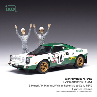 Lancia Stratos HF #14 Munari/Mannucci Rally Monte Carlo 1975 Winner Monte Carlo Serie 1 with Figurines 1:43 Ixo Models