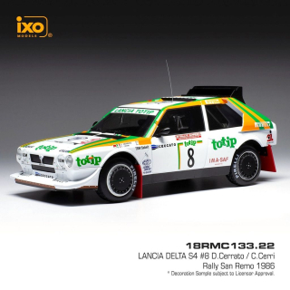 Lancia Delta S4 #8 Cerrato/Cerri Rally San Remo 1986 1:18 Ixo Models