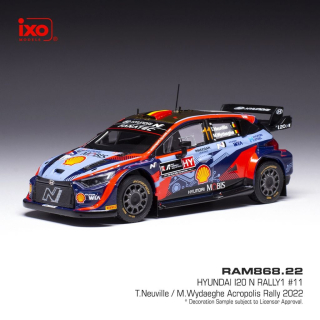Hyundai i20 N Rally1 #11 Neuville/Wydaeghe WRC Rallye Acropolis 2022 1:43 Ixo Models
