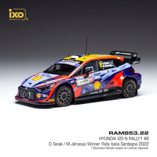 Hyundai i20 N Rally1 #8 Tanak/Jarveoja WRC Rallye Sardinien 2022 1:43 Ixo Models