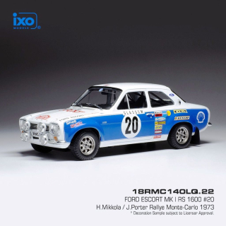 Ford Escort MK I RS 1600 #20 Mikkola/Porter Rally Monte Carlo 1973 1:18 Ixo Models