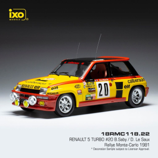 Renault 5 Turbo #20 Saby/Le Saux Calberson Rally WM Rally Monte Carlo 1981 1:18 Ixo Models