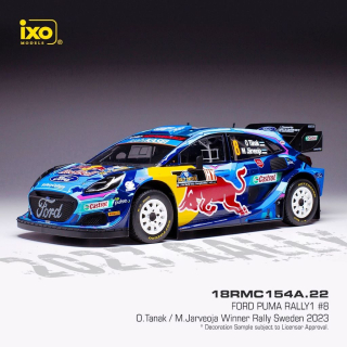 Ford Puma Rally1 #8 O.Tanak/M.Jarveoja Rallye Sweden 2023 1:18 Ixo Models