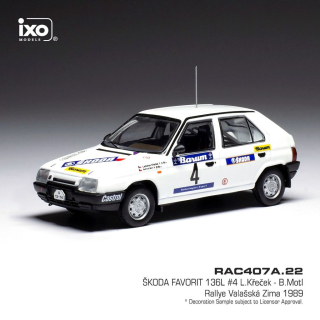 Škoda Favorit 136 L #4 L.Křeček/M.Bořivoj Rallye Valašská Zima 1989 1:43 Ixo Models