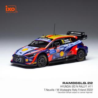 Hyundai i20 N Rally1 #11 Neuville/Wydaeghe WRC Rallye Finland 2022 1:43 Ixo Models