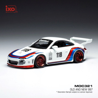 Porsche Old and New 997 #118 white/decor 1:43 Ixo Models