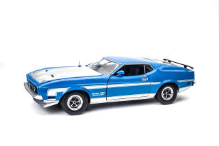 Ford Mustang Boss 351 1971 grabber blue/white 1:18 Sun Star