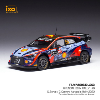 Hyundai i20 N Rally1 #6 Sordo/Carrera WRC Rallye Acropolis 2022 1:43 Ixo Models