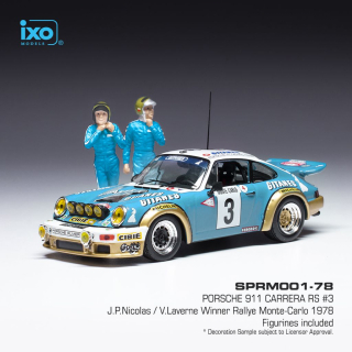 Porsche Carrera RS #3 Nicolas/Laverne Rally Monte Carlo Winner Monte Carlo Serie 1 with Figurines 1:43 Ixo Models