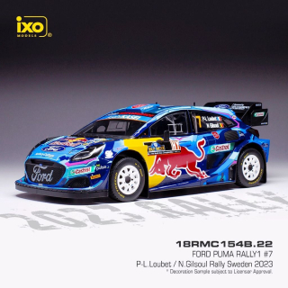Ford Puma Rally1 #7 P-L.Loubet/N.Gilsoul Rallye Sweden 2023 1:18 Ixo Models