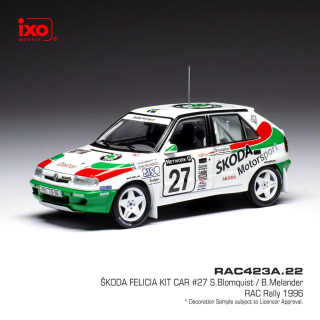Škoda Felicia Kit Car #27 Blomqvist/Melander RAC Rally 1996 1:43 Ixo Models