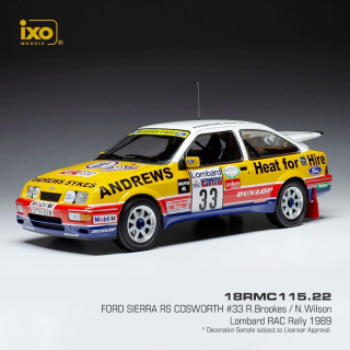 Ford Sierra RS Cosworth #33 Brookes/Wilson Rally WM Rallye RAC Lombard 1989 1:18 Ixo Models
