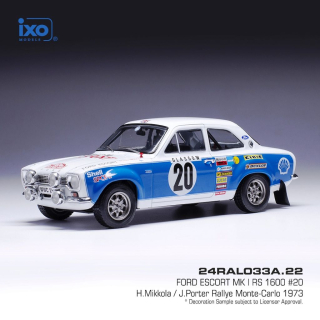 Ford Escort MK I RS 1600 #20 Mikkola/Porter Rally Monte Carlo 1973 1:24 Ixo Models