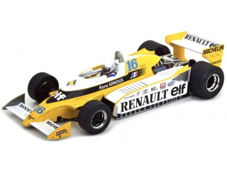 Renault F1 RS10 Team Renault Elf #16 R.Arnoux Fastest Lap 3rd French GP with Driver Figure 1:18 GP Replicas