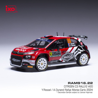 Citroen C3 Rally 2 #20 Rossel/Dunand WRC Rallye Monte Carlo 2024 1:43 Ixo Models