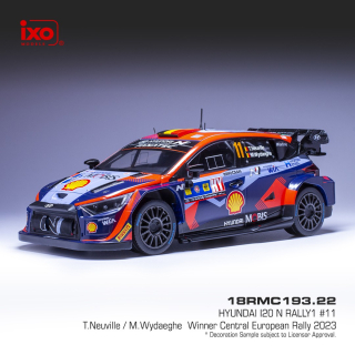 Hyundai i20 N Rally 1 #11 T.Neuville/M.Wydaeghe Winner Central European Rally 2023 1:18 Ixo Models