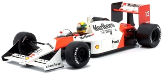 McLaren Honda MP4/4 #12 Ayrton Senna GP Japan 1988 Tabacco Decals Already Applied on the Car + Opening Body Cover 1:18 Premium X