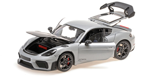 Porsche Cayman GT4 RS Weissach Package 2024 silver metallic 1:18 Minichamps 