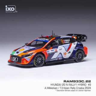 Hyundai i20 N Rally1 Hybrid #9 Mikkelsen/Eriksen Rally Croatia 2024 1:43 Ixo Models
