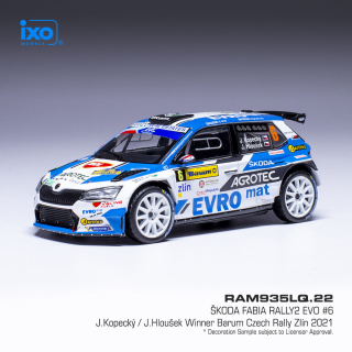 Škoda Fabia Rally2 EVO #6 Kopecky/Hlousek Winner Barum Czech Rally Zlin 2021 1:43 Ixo Models