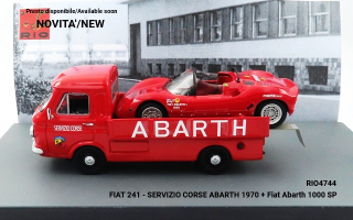 Fiat - 241 Assistenza Abarth Corse Car Transporter 1970 + Fiat Abarth 1000SP Spider 1:43 Rio Models