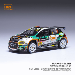 Citroen C3 Rally2 #9 De Cecco/Humblet Rally WM Rallye Wallonien 2024 1:43 Ixo Models