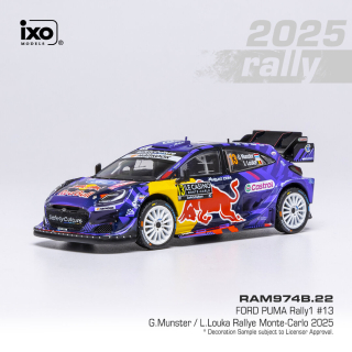 Ford Puma Rally1 #13 Munster/Louka Rally Monte-Carlo 2025 1:43 Ixo Models