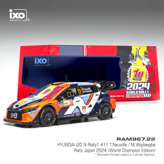 Hyundai i20 N Rally1 #11 Neuville/Wydaeghe Rally WM Rally Japan 2024 1:43 Ixo Models