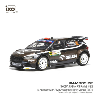Škoda Fabia Rally2 #22 Kajetanowicz/Szczepaniak Rally WM Rally Japan 2024 1:43 Ixo Models