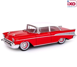 Chevrolet Bel Air Sedan 1957 matador red/india ivory 1:64 Ixo America