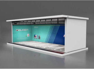 Parking Garage *Falken with light* blue 1:64 Black Box Diorama