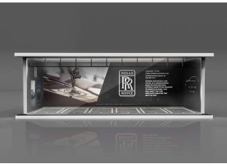 Parking Garage *Rolls Royce with light* black/white 1:64 Black Box Diorama 