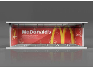 Parking Garage *Mcdonalds with light* red/yellow 1:64 Black Box Diorama 