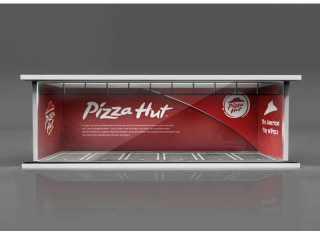 Parking Garage *Pizza Hut with light* red/white 1:64 Black Box Diorama 
