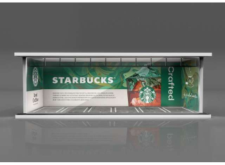 Parking Garage *Starbucks with light* green/white/red 1:64 Black Box Diorama  