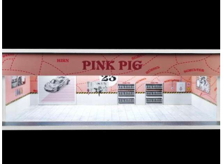 Parking Garage *Pink pig with light* pink 1:64 Black Box Diorama